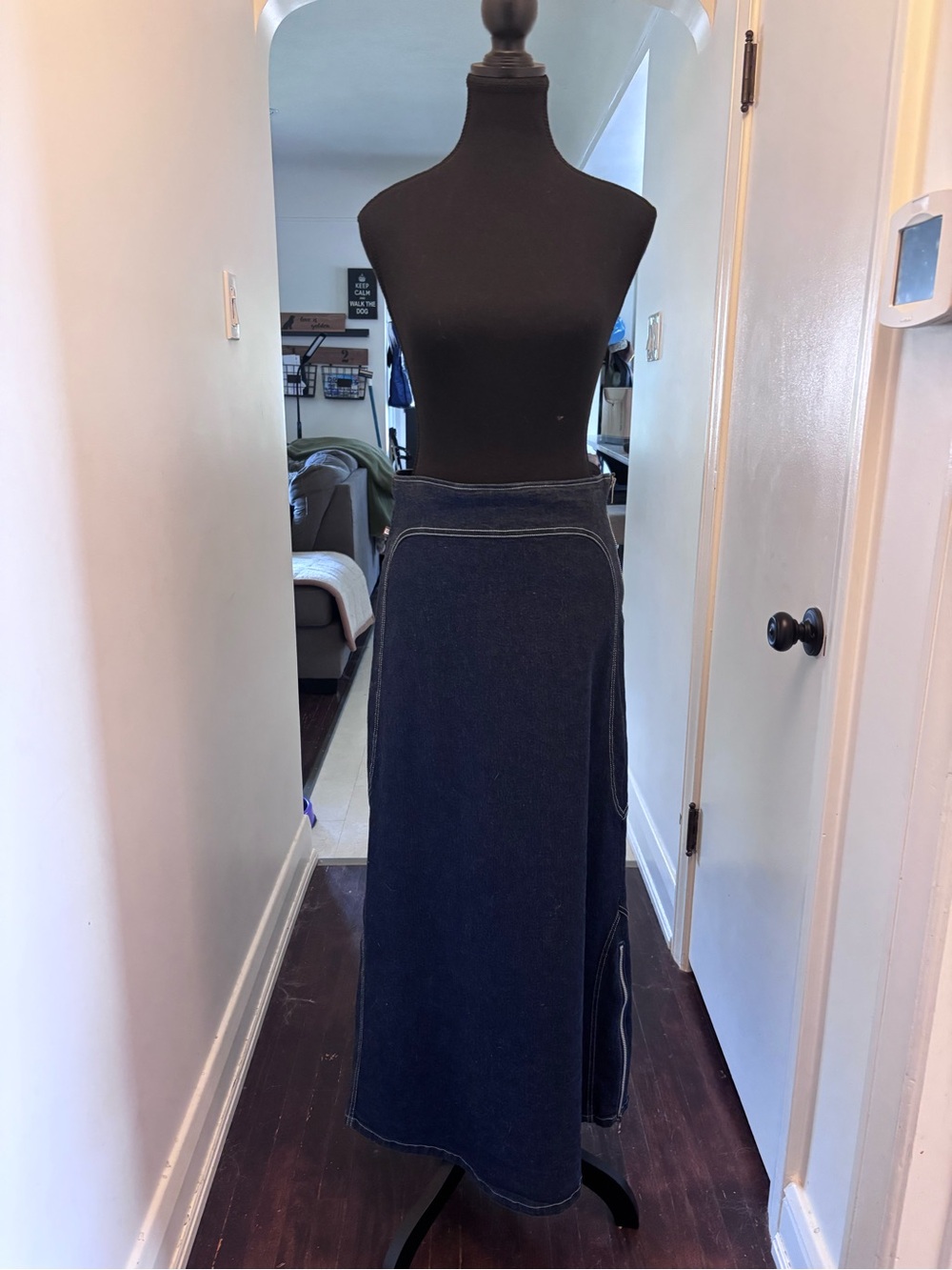 Y2K Dark Blue Denim Maxi Skirt - Women